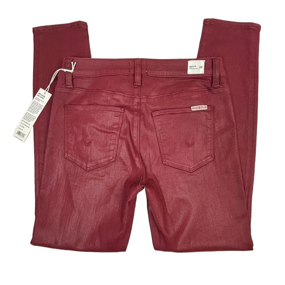 Hudson Los Angeles Natalie Super Skinny Pants Red Waxy Coated Jean Womens 28 NWT - Picture 9 of 10